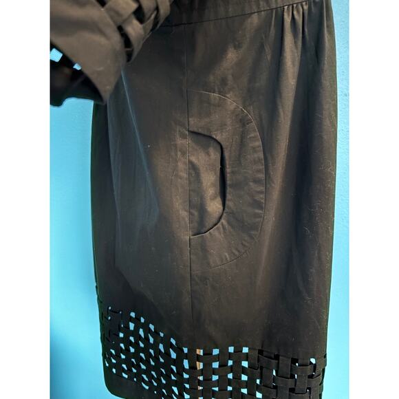 An Ren New York Jacket 1/2 Sleeve Black Cotton 2 Pockets Lined Basket Weave S - Picture 7 of 10